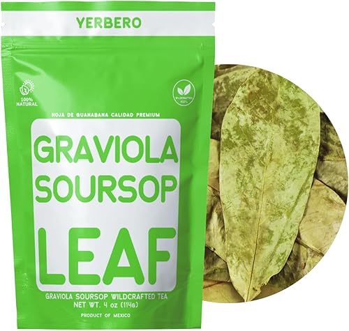 Miniatura 3 de Yerbero - Polvo de guanábana de graviola seca de primera calidad, 2 oz (56 g) Hoja de Guanabana En Polvo, 100% Natural Delicioso Té Fresco  De