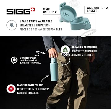 SIGG - Aluminum Water Bottle - WMB Pathfinder Morning Blue - ClimatePartner Certified - Suitable for Carbonated Beverages - Leakproof & Lightweight - BPA Free - Blue - 25 Oz