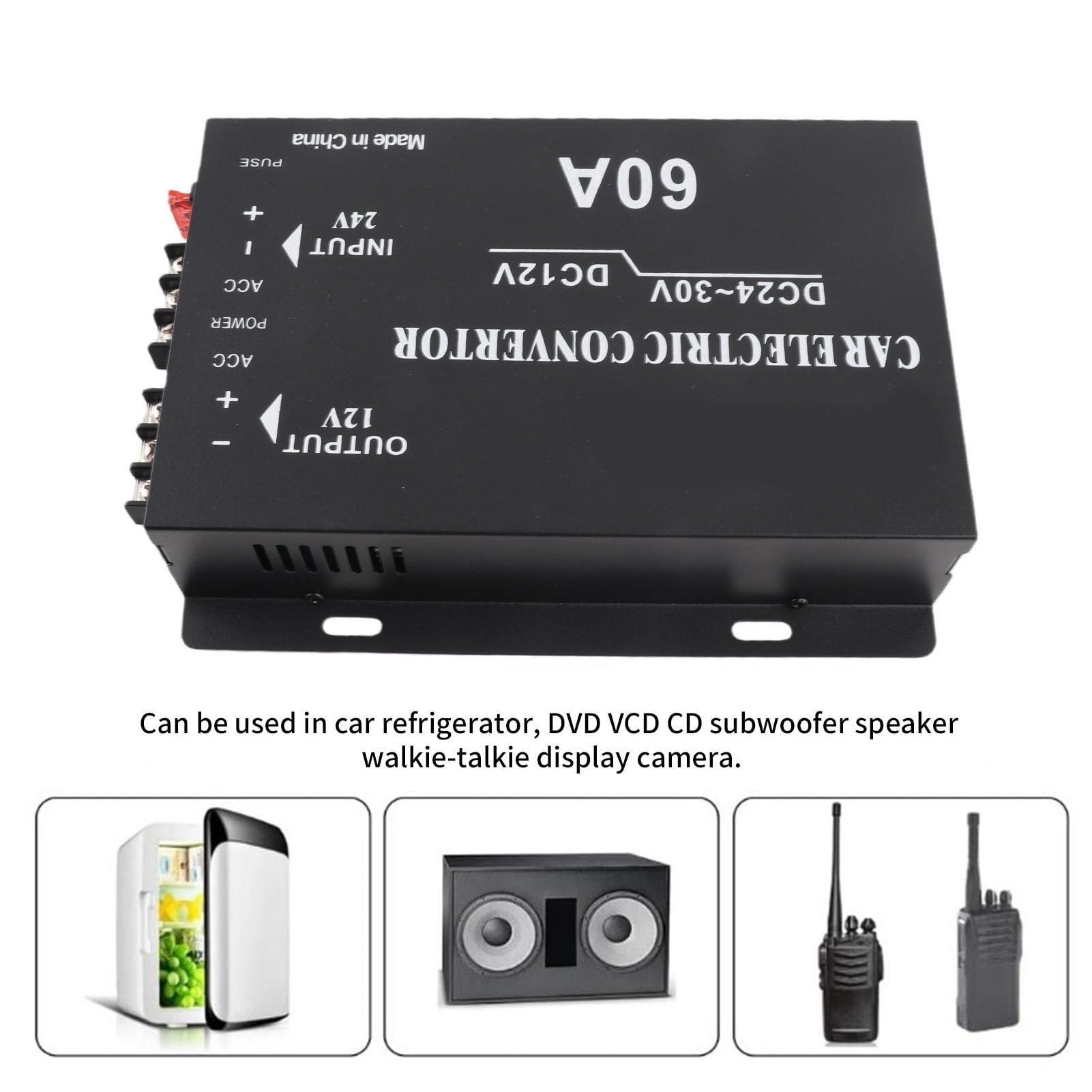 DC 24V a 12V 60A Step Down Converter Regolatore di tensione Adattatore di alimentazione per frigorifero per auto Display DVD Altoparlante della fotocamera