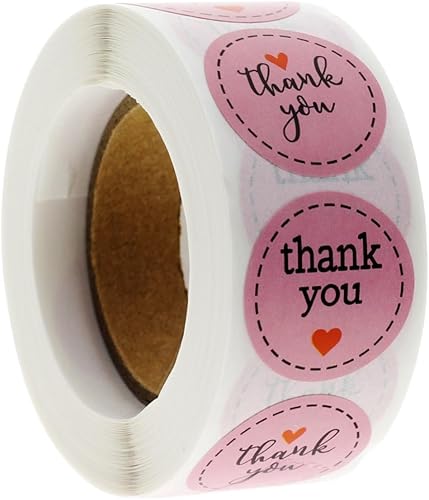 Miniatura 9 de Ciieeo 500 calcomanías de sellado de agradecimiento de papel estraza con texto en inglés "Thank you", etiquetas adhesivas de sobres, etiquetas de