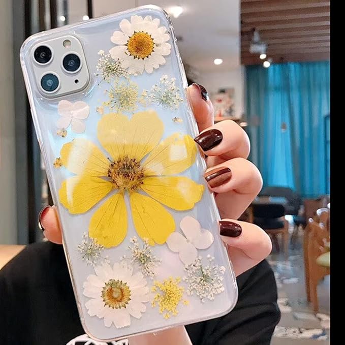 Amazon Co Jp リアル押し花 Iphone12ケース ソフトケース 大きな花 デイジー 透明 可愛い お洒落 花 デイジー 本物の花 クリア ケース 耐衝撃 衝撃吸収 Iphone 11 イエロー 家電 カメラ