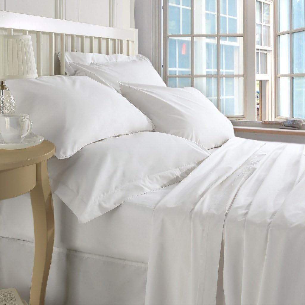 400-Thread-Count Egyptian Cotton Luxrious Super Soft Sheet Set Size King Solid Ivory Fit Up to 15" inches Deep Pocket and Affordable Sheets