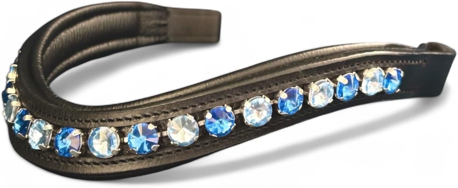Midnight Series Crystal-Accented Padded Leather Browbands for Bridles 15"/ 16"/ 17"