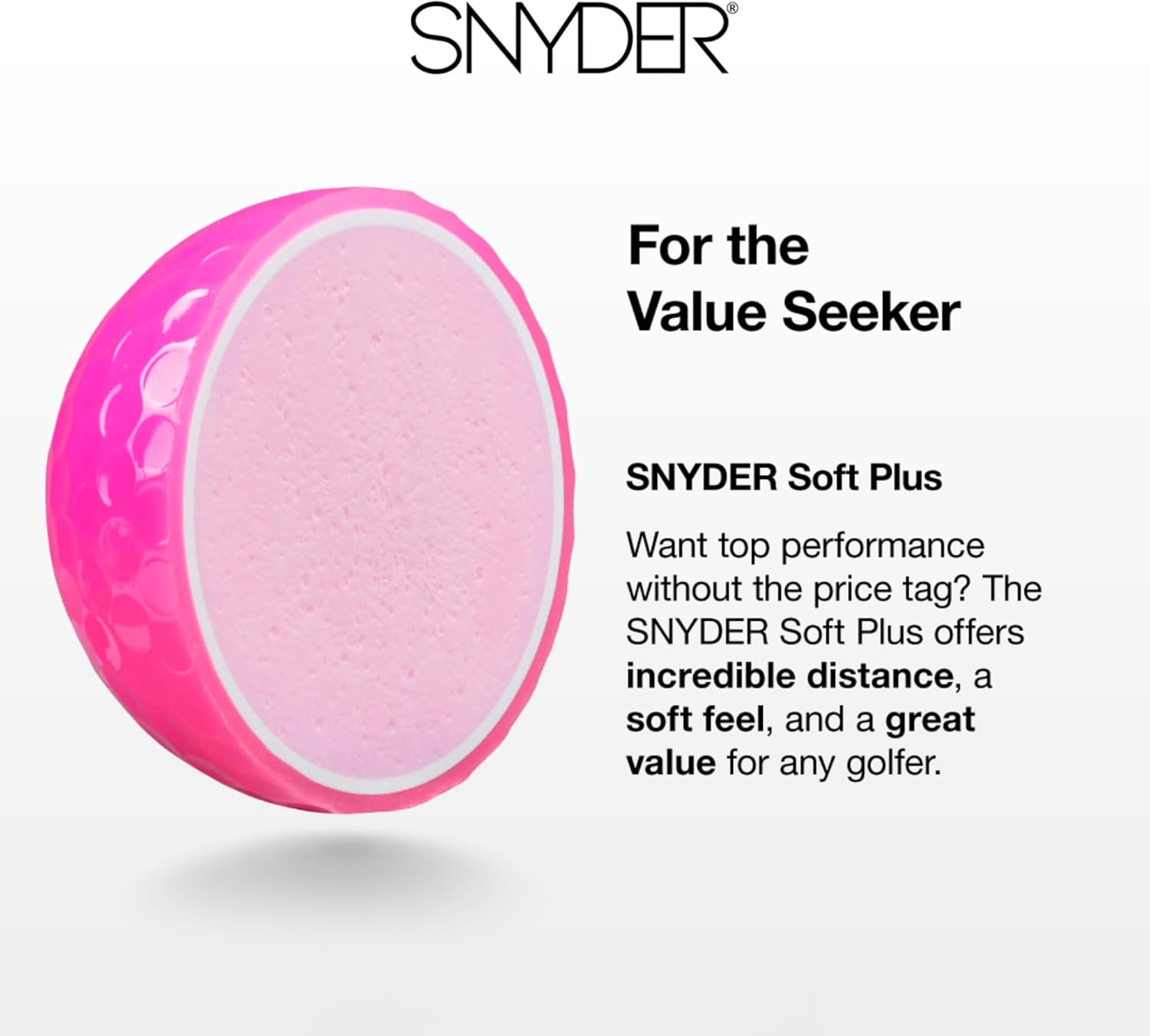 Snyder USA Soft Plus Golf Balls - 2-Piece Construction Soft Golf Ball, Ultra-Low 60 Compression, 440 Dimples, Colored Golf Balls 12 Pack