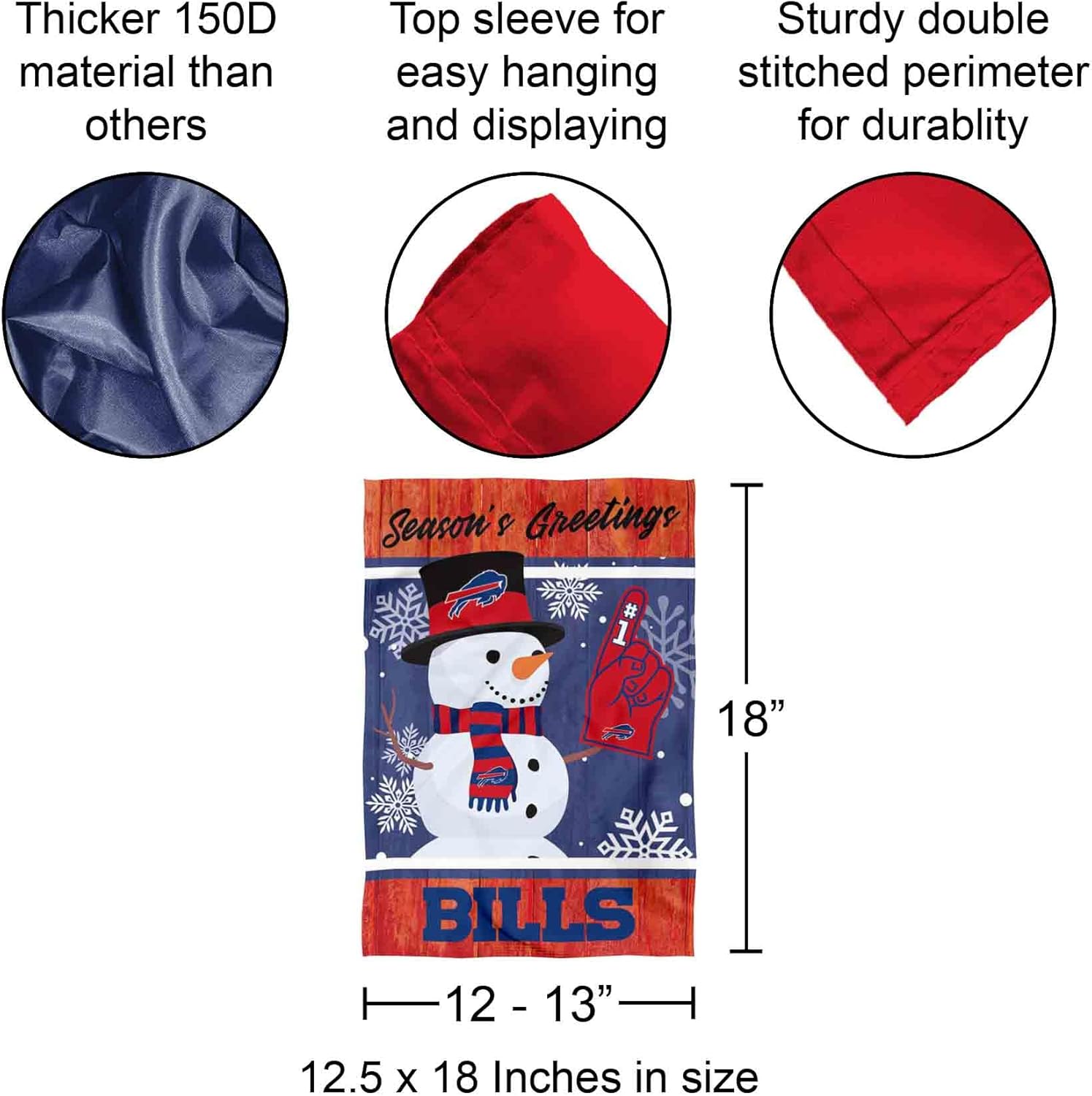 Buffalo Bills Holiday Winter Snow Garden Flag Double Sided Banner - Image 3