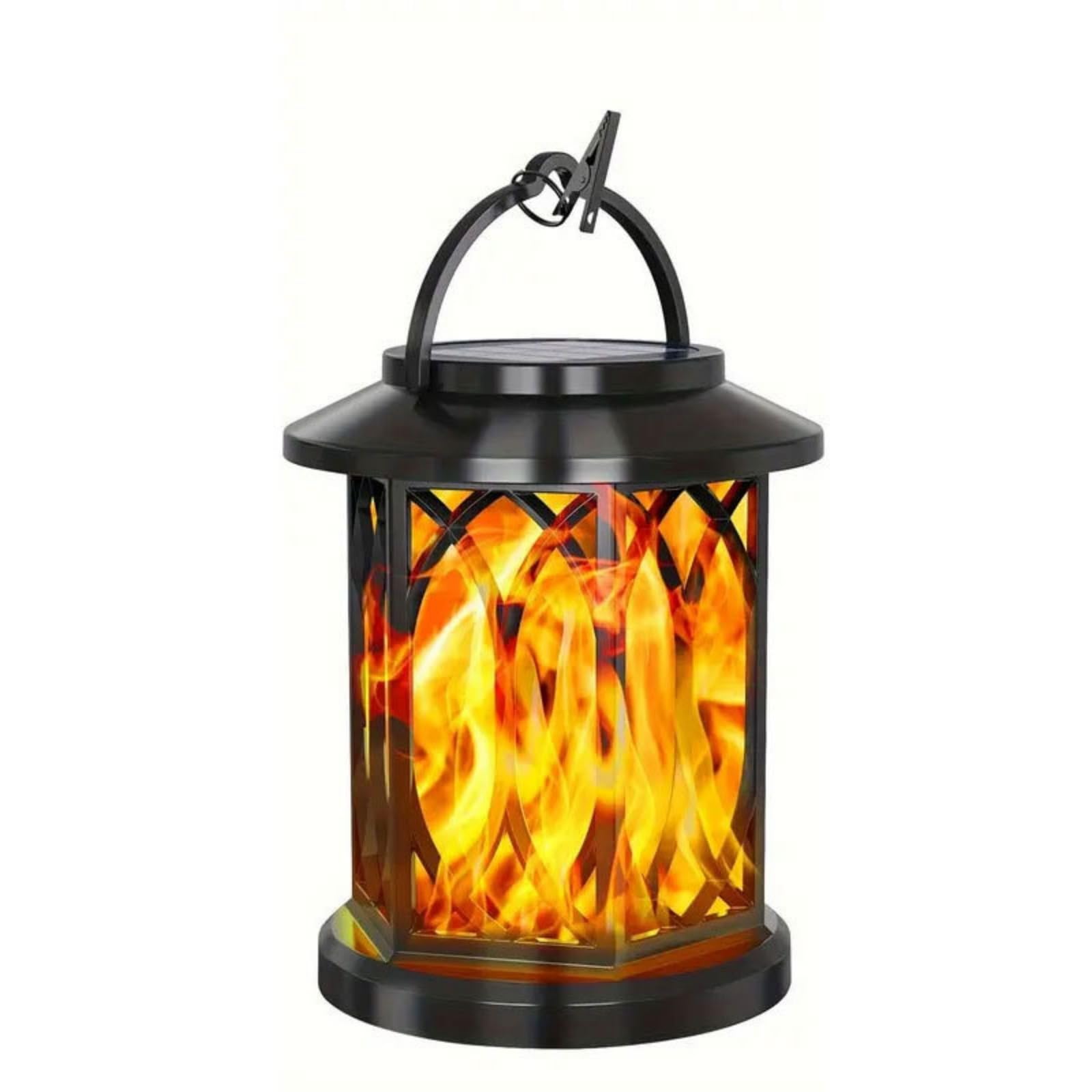 Mateju Solar Lanterns Outdoor Hanging 1/2 Pack - Retro Black Solar Lanterns Outdoor Garden Waterproof Garden Lights for Outside, Patio, Lawn, Table, Fence Ornaments (Flame,1 pc)