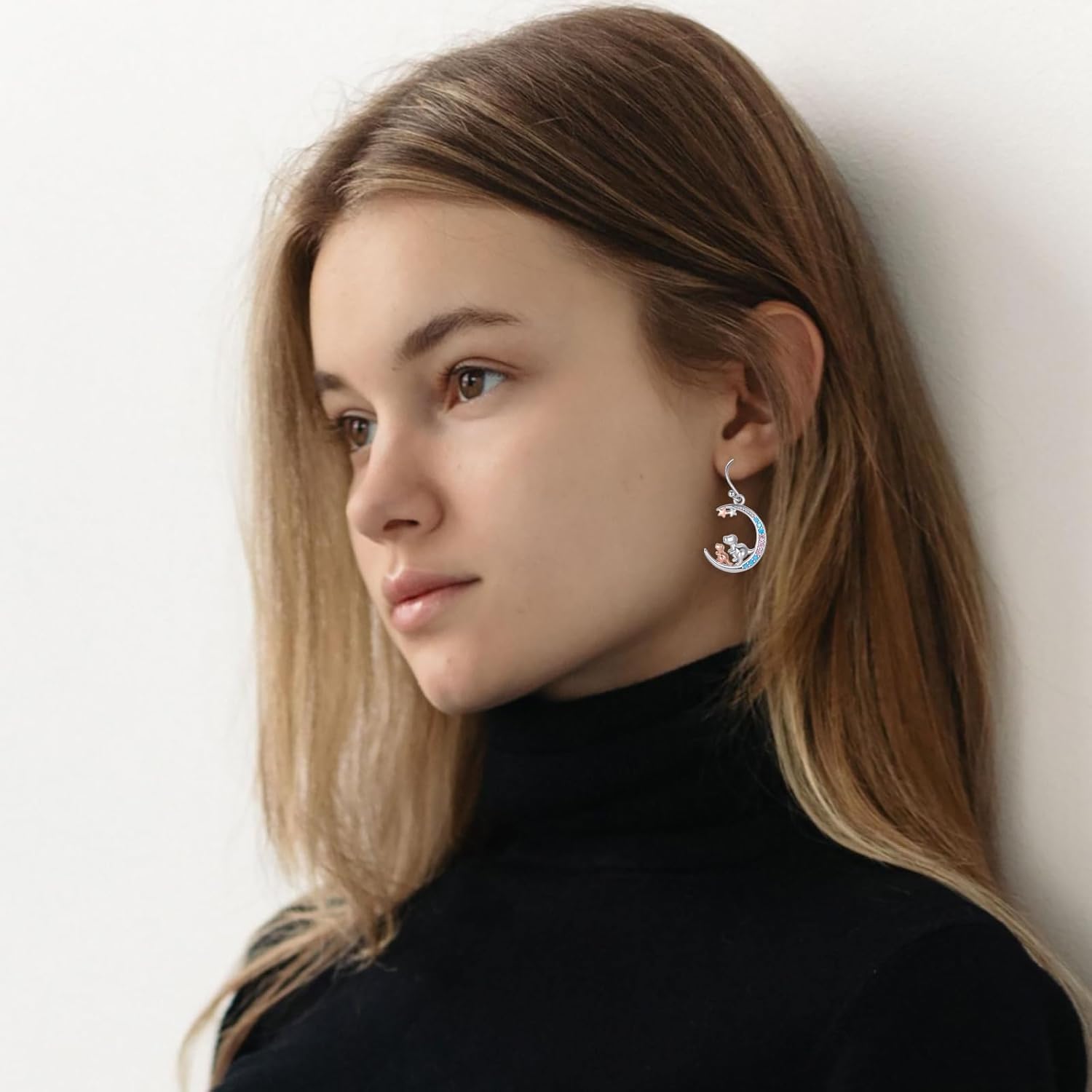 Leverback Earring for Women Girls Sterling Silver Dangle Drop Hoop Earrings Celtic Moonstone/Animal/Ankh Lever Back Hoops for Women Teens Birthday Anniversary Earrings Hypoallergenic - Image 2