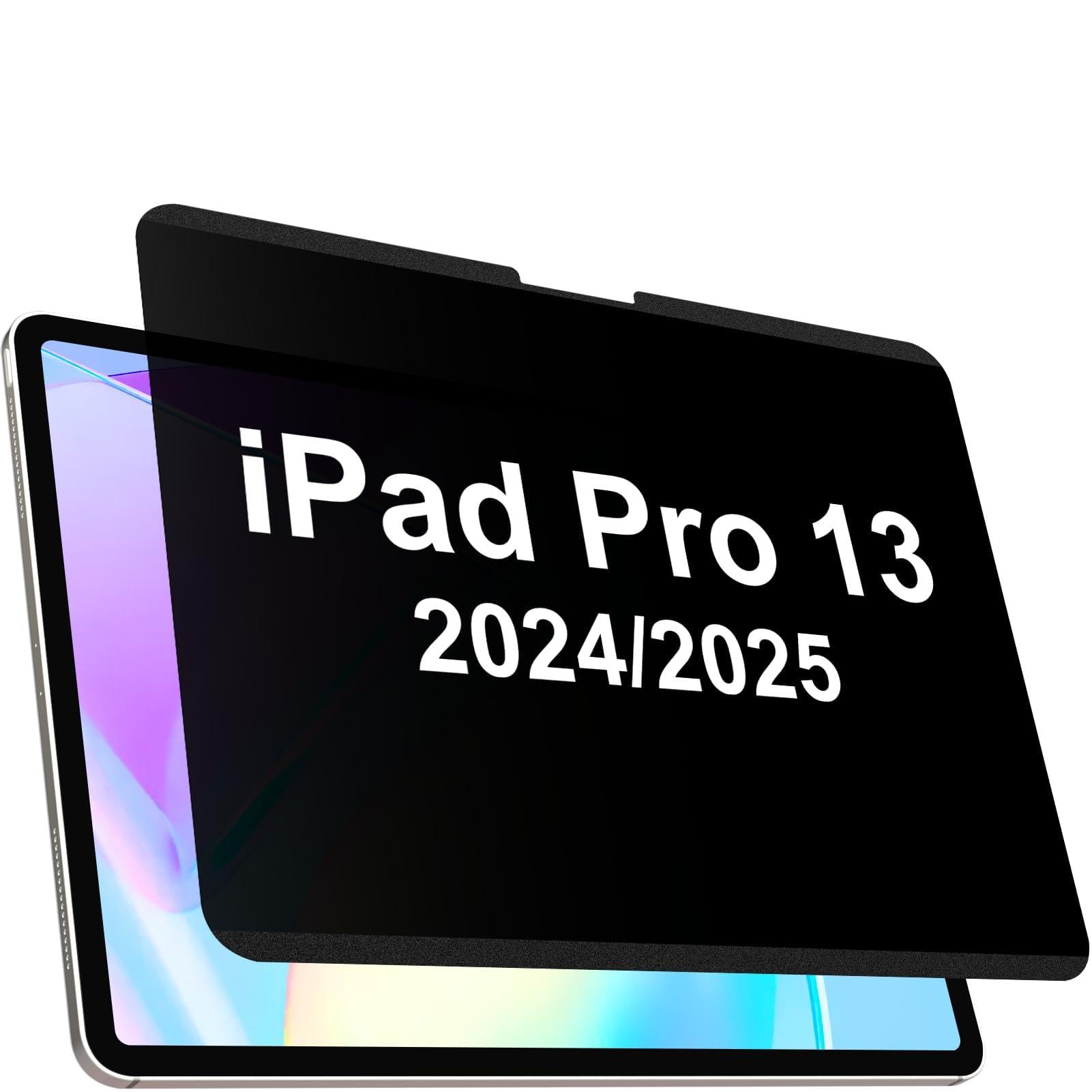 IPROKKO Magnetic Privacy Screen Protector Compatible With iPad Pro 13 Inch M4 M5 (2024 2025, 7th 8th), Removable Anti Blue Light Glare Spy Private Filter Black Security Screen Cover for School Office Cafe
