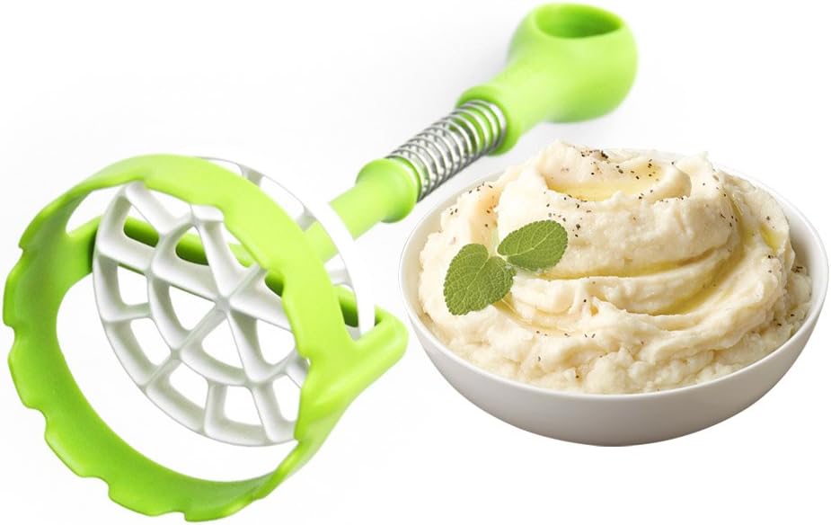 Co Potato Masher | Super Durable 11.5 Inch Food Grade ABS Masher with Easy Grip | Professional Ergonomic Arthritis Pain Relief Long Handle with Spring Action for Smooth Mashed Potato Fruit Vegetable