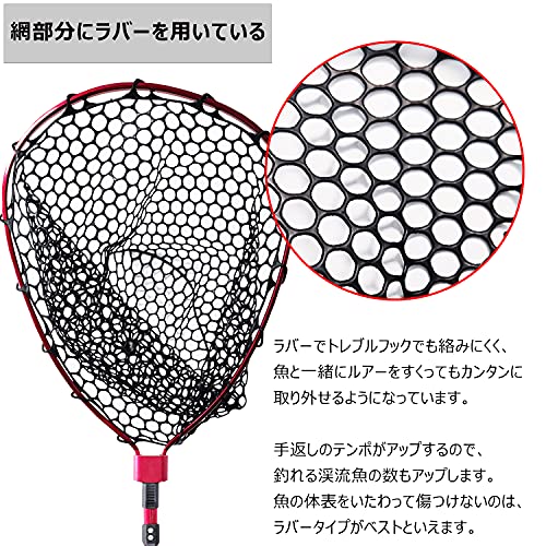 Turelax ラバーネット ランディングネット 玉網 50cm/94cm EVAハンドル アルミ素材 タモ網 アジング 溪流管釣り 管理釣り場 収納式 (ブラック, 94cm) 4枚目
