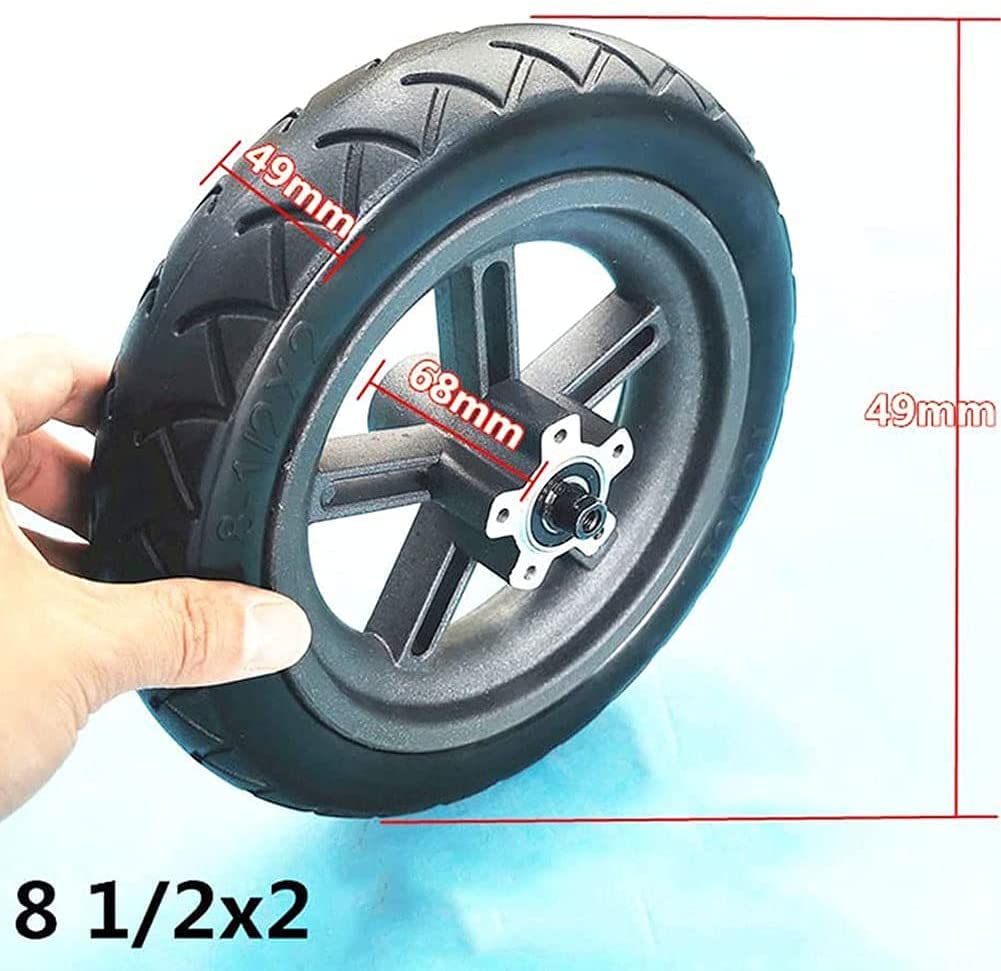 Roue complète pour Scooter électrique, 8 pneus Solides antidéflagrants 1/2X2, sans Entretien, résistant à l'usure et antidérapant. Conception en nid d'abeille, Pneu Non Gonflable