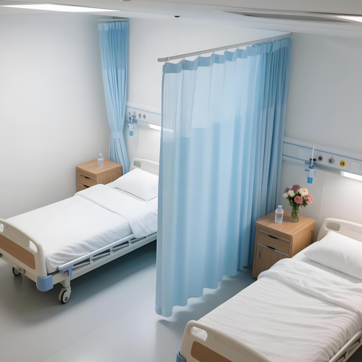 Mofgoe One Color Flame Retardan Cubicle Medical Curtain, Hospital Curtains Hanging With Flexible Tracks, Medical Room Divider Curtain For Living Room, School, Nursery,196.9In*106.3In