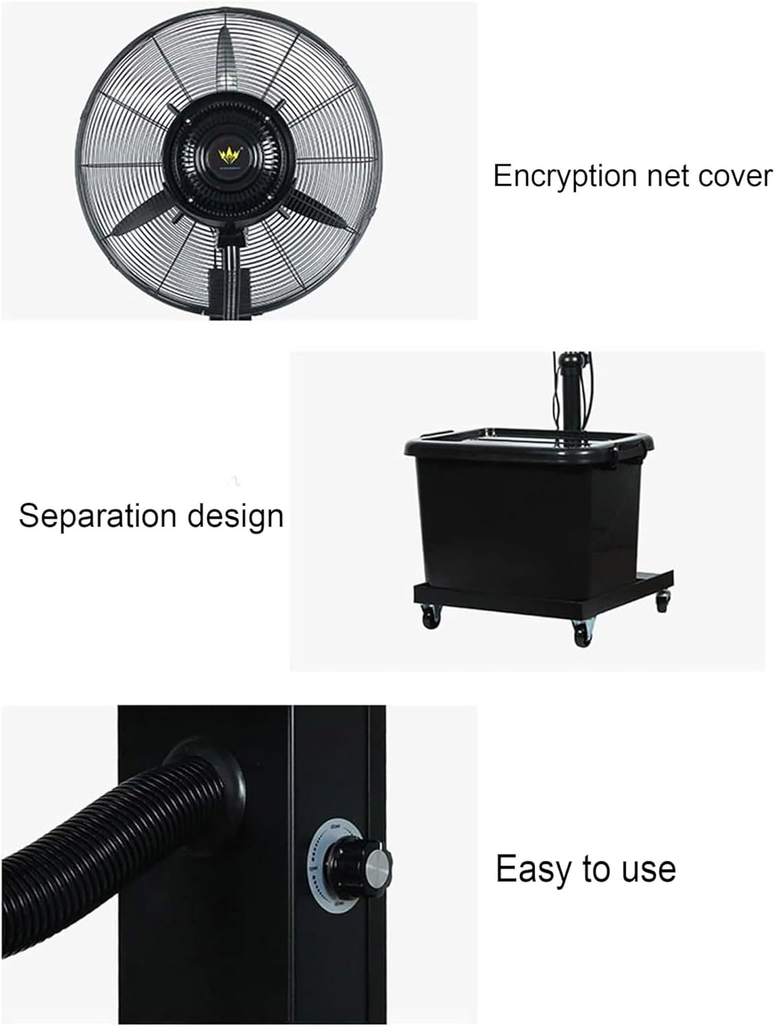 Industrial Humidifying Misting Fan, Floor Standing Pedestal Fan for Commercial Residential and Greenhouse Gym Floor Fan with 3 Speeds and Adjustable Fan Head