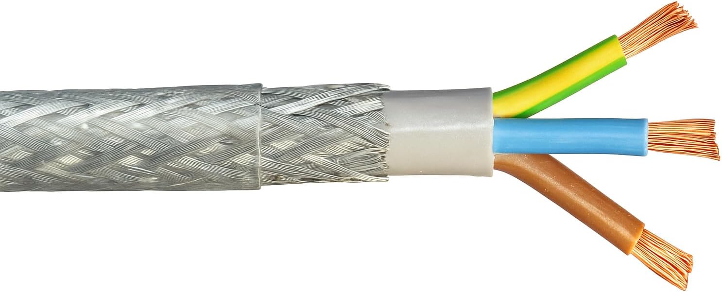 4.0mm² x 3 Core SY Control Cable – PVC Sheath | Galvanised Steel Braided Shield | Copper Conductors | Green/Yellow, Brown, Blue Cores (10)
