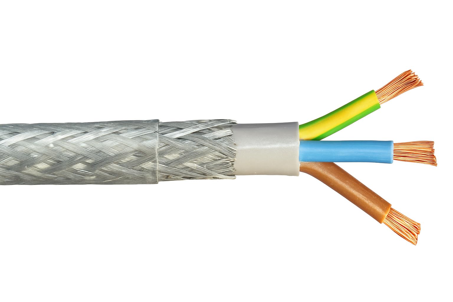 4.0mm² x 3 Core SY Control Cable – PVC Sheath | Galvanised Steel Braided Shield | Copper Conductors | Green/Yellow, Brown, Blue Cores (15)