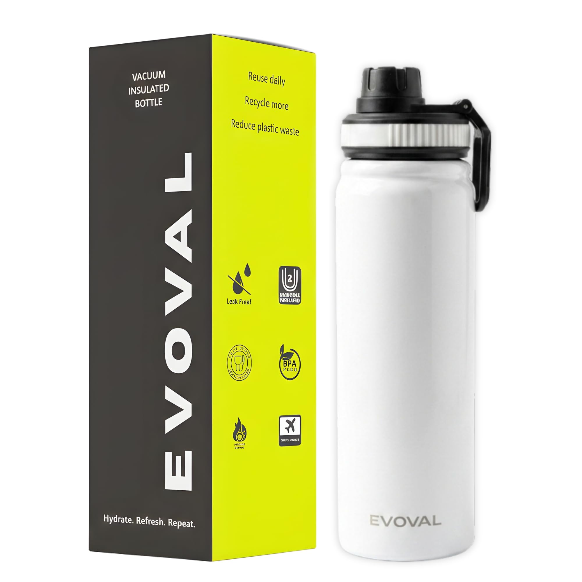 Sip Pro 800ml Stainless Steel Water Bottle | 316 Steel, Dual Wall Sports Bottle, Leakproof Sipper Bottle with Dual Lid | Ideal for Gym, Office, Travel (White)-image-11
