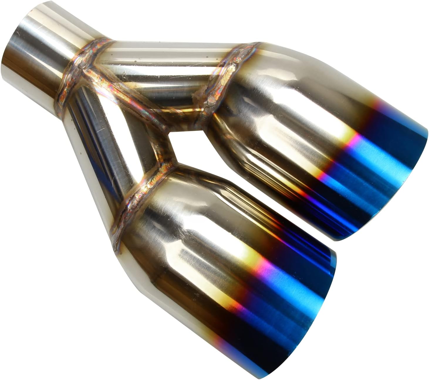 Dual Exhaust Tip 2.5 Inch Inlet 3.5 Inch Outlet 2.5" to 3.5" Diesel Exhaust Tailpipe Blue Burnt, 10.5" Long, Single Layer, Slant Cut, Weld-On Type