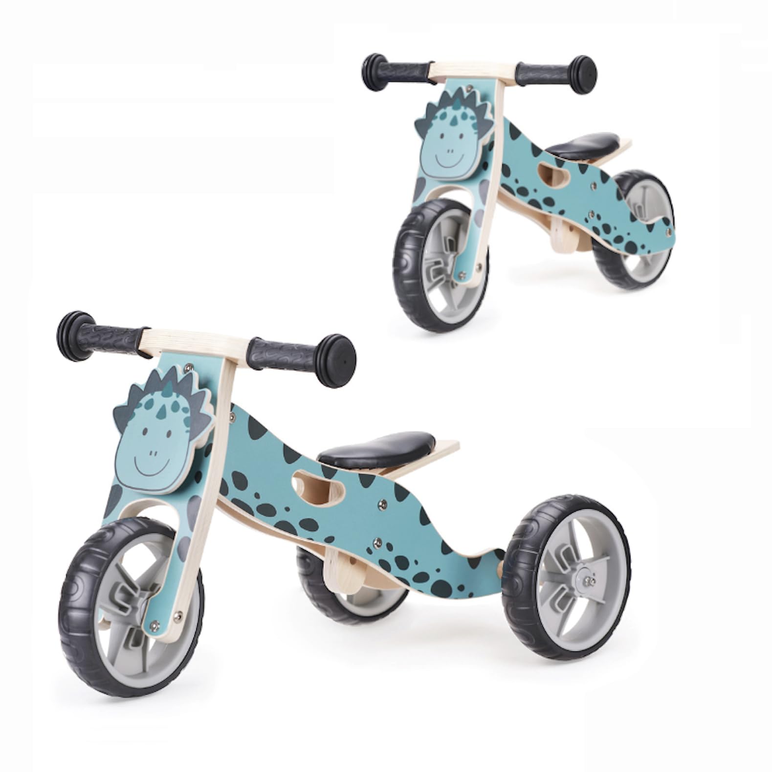 Hooga Baby Balance Bike, Classic Wooden Ride On Tricycle For Toddlers, No Pedals Lightweight Kids First Birthday Present (Dino)