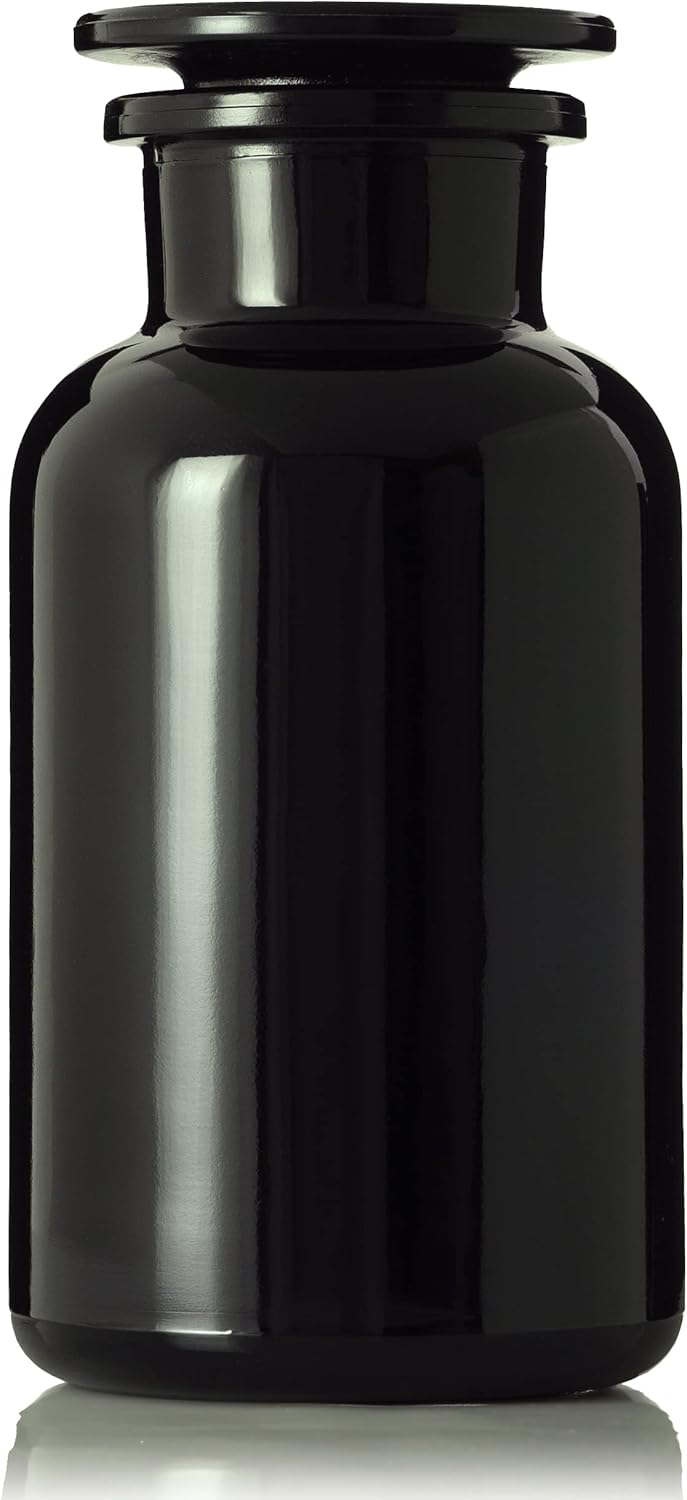 500 ml (17 fl oz) Black Ultraviolet All Glass Airtight Smell Proof Apothecary Jar for Tea, Spices, Dried Goods, Herb Storage | Vintage Style Glass Jar with Glass Lid for Kitchen