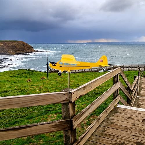 Miniatura 3 de Piper J3 Cub - Veleta de avión de metal 2023, hilandero de viento de avión, molino de viento de jardín, veleta para jardín, patio, césped,