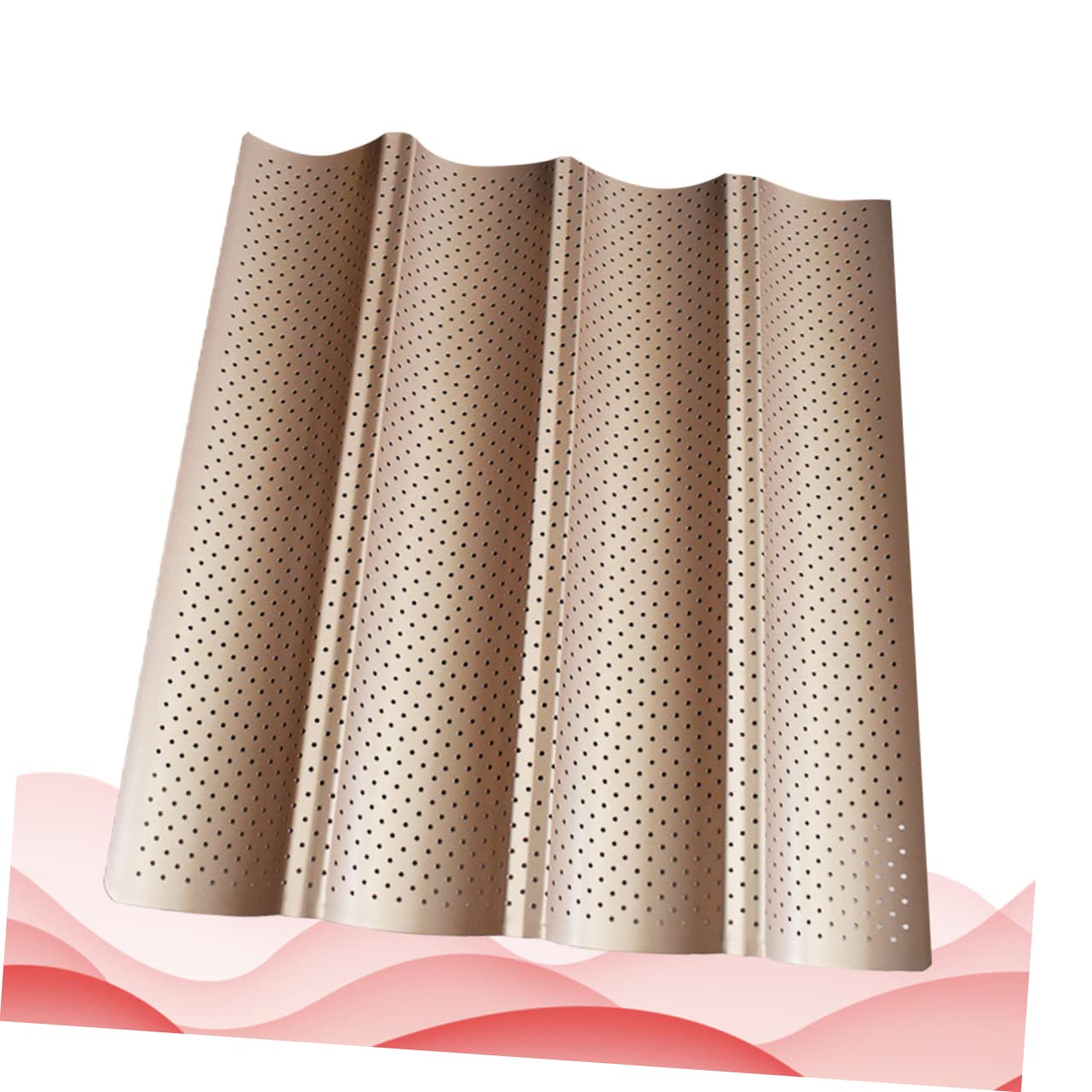 Bandeja para Hornear Baguette Antiadherente Dorada de Acero al Carbono | Orificios de Ventilación, Reutilizable y Resistente al Calor, para Pan Casero, Limpieza Sencilla
