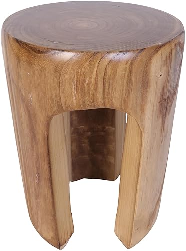 Athaliah Mesa auxiliar de madera rústica, mesa auxiliar de tocón de árbol de 17.75 pulgadas de alto, taburete redondo de madera para sala de estar,