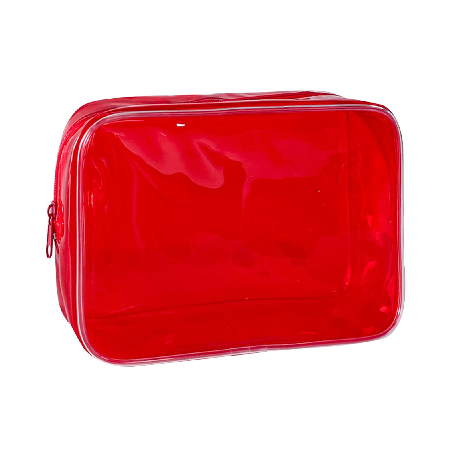 TotePrint Transparente PVC-Kulturbeutel in 1 leuchtenden Farben, große Kapazität 18 * 12 * 6cm (Rot-1pcs)