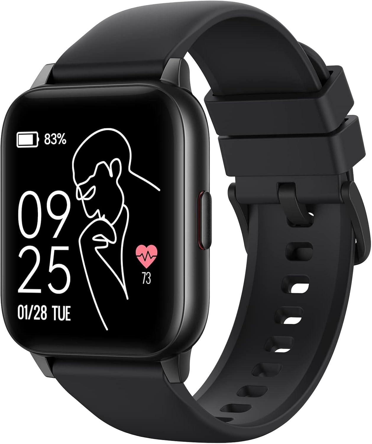 Smart Watch, Parsonver 5ATM Waterproof Fitness Watch for Swimming with 16 Sports Modes, Heart Rate, Blood Oxygen, Sleep Monitor, 1.69″ Smartwatch for Android and iPhone Compatible, Black, LW45