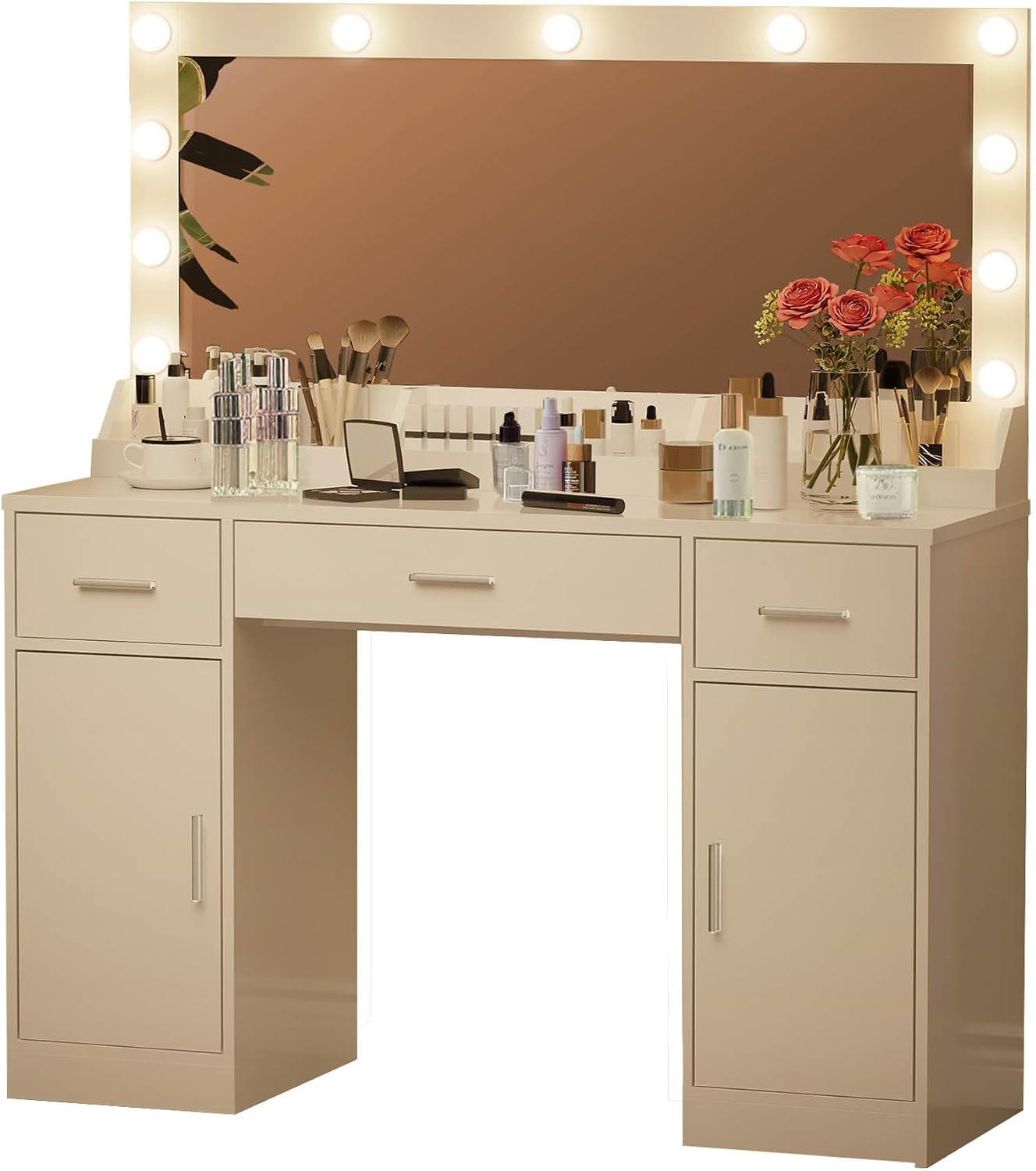 Amazon.com: 47" W Vanity Desk with Large Mirror, Makeup Vanity with 11