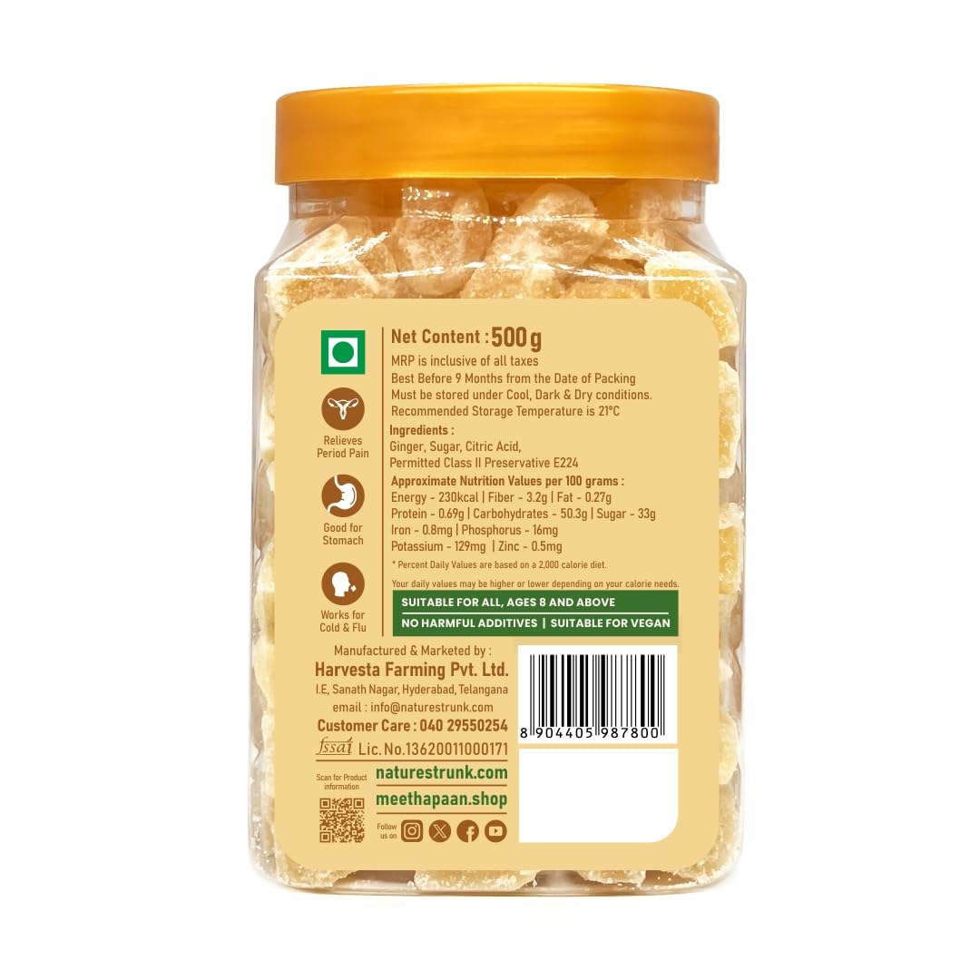Nature's Trunk Ginger Cubes, Natural Candy, Fresh Ginger, Sweet and Spicy| 500g | Antioxidant-Rich | Wellness Support - Image 2 thumbnail