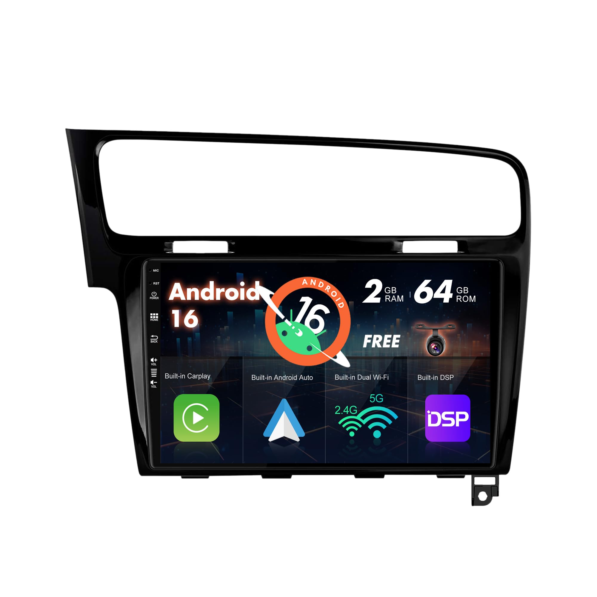 SXAUTO Android 16 Autoradio Per Golf 7 (2013-2018) GPS Navigation - Senza fili Carplay Android Auto - Telecamera - DAB Volante Split-Screen Dual-Band WIFI DSP Bluetooth5.0-2 Din 10.1 Pollici