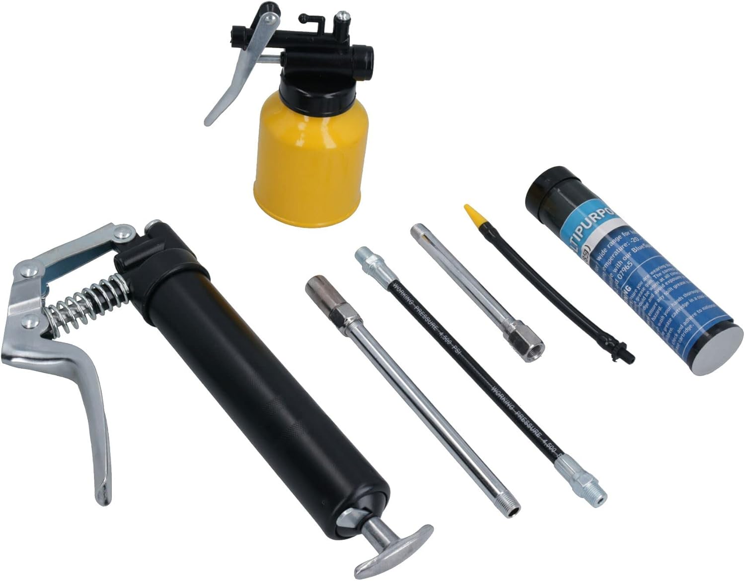 Manual Pistol Grip Grease Gun 120cc Cartridge with Grease + Oil Can 2pc Set