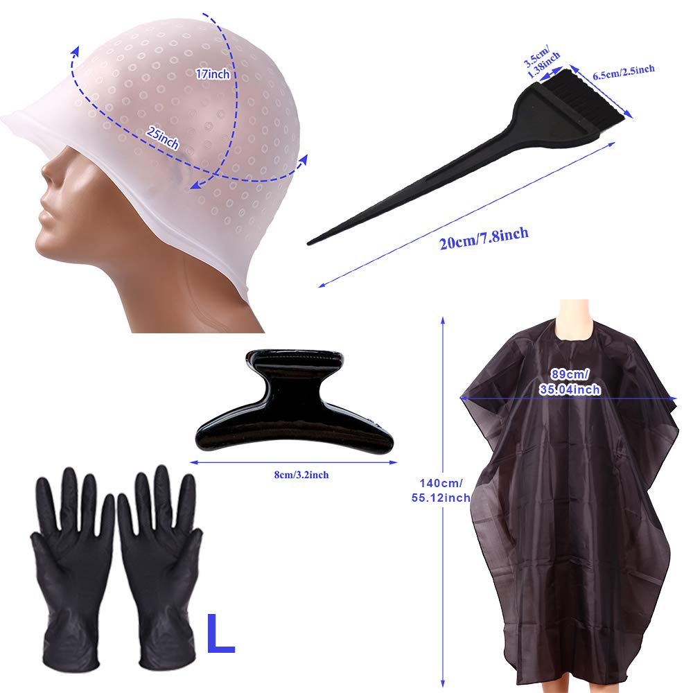2 PCS Silicone Highlight Caps for Coloring Hair with Hook Kit Professional Reusable Hairdressing Dyeing Staining Cap Set for Women Men