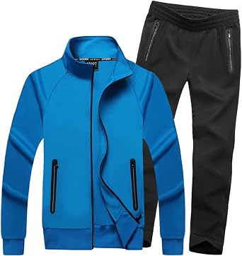 Mens Athletic Tracksuit Set Full Zip Casual Sports Jogging Gym Sweat Suits