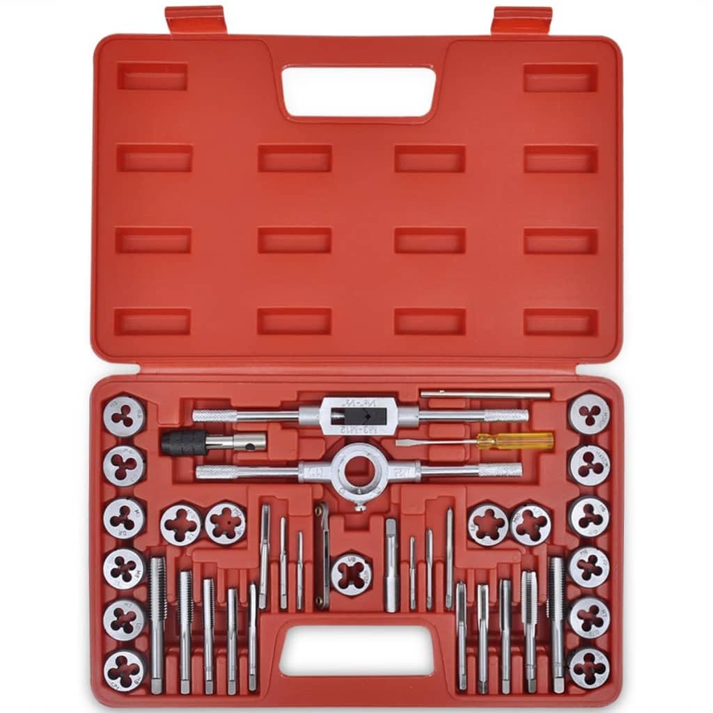 vidaXL 40x Filiere Kit Filettatura Giramaschi Cacciavite Filetti Contafiletti