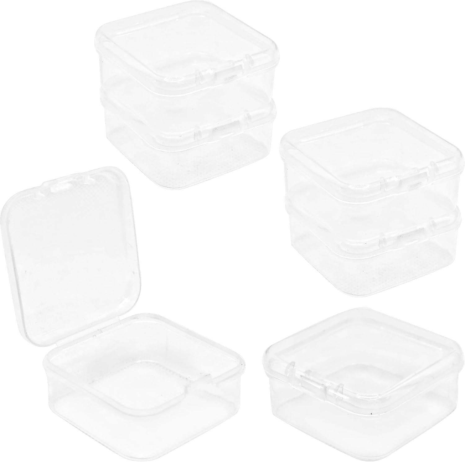 pson 6Pcs 2.16 x 2.16 x 0.79 Inch Small Clear Plastic Beads Storage Box with Hinged Lid for Jewelry, Crafts, Mini Items, Business Cards, and Accessories