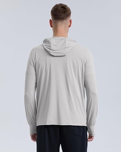 Miniatura 2 de Locachy Chaqueta con capucha para hombre, con protección solar UPF 50+, ligera, con cremallera completa, manga larga, para pesca, senderismo,