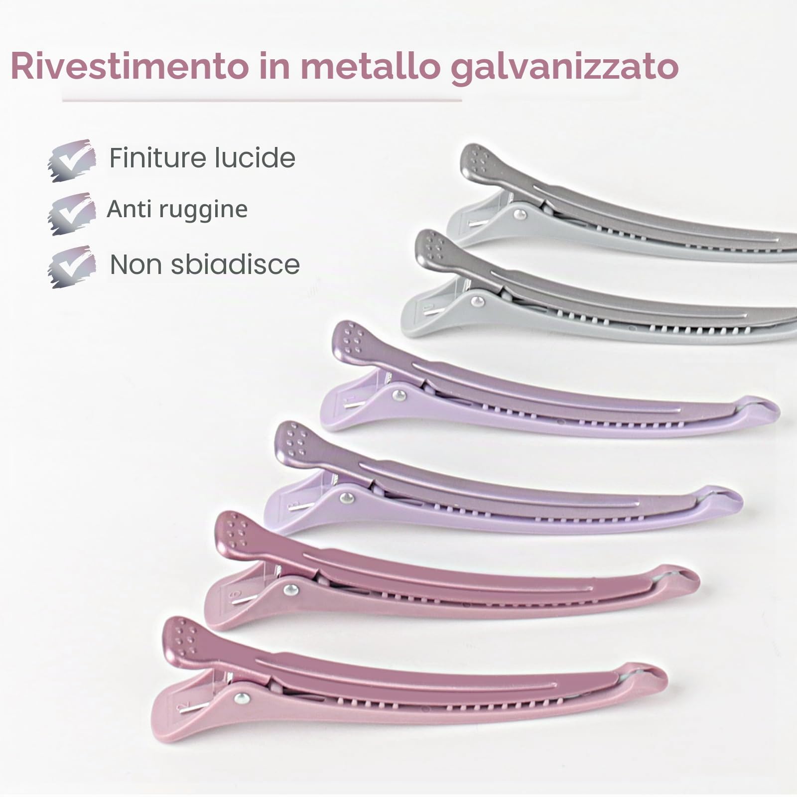 AIMIKE 6 Pezzi Fermagli per Capelli per lo Styling Della Sezione, Pinze per Capelli a Becco D'anatra Senza Pieghe con Banda in Silicone, Professionali Fermagli per Capelli per Parrucchieri, Morandi