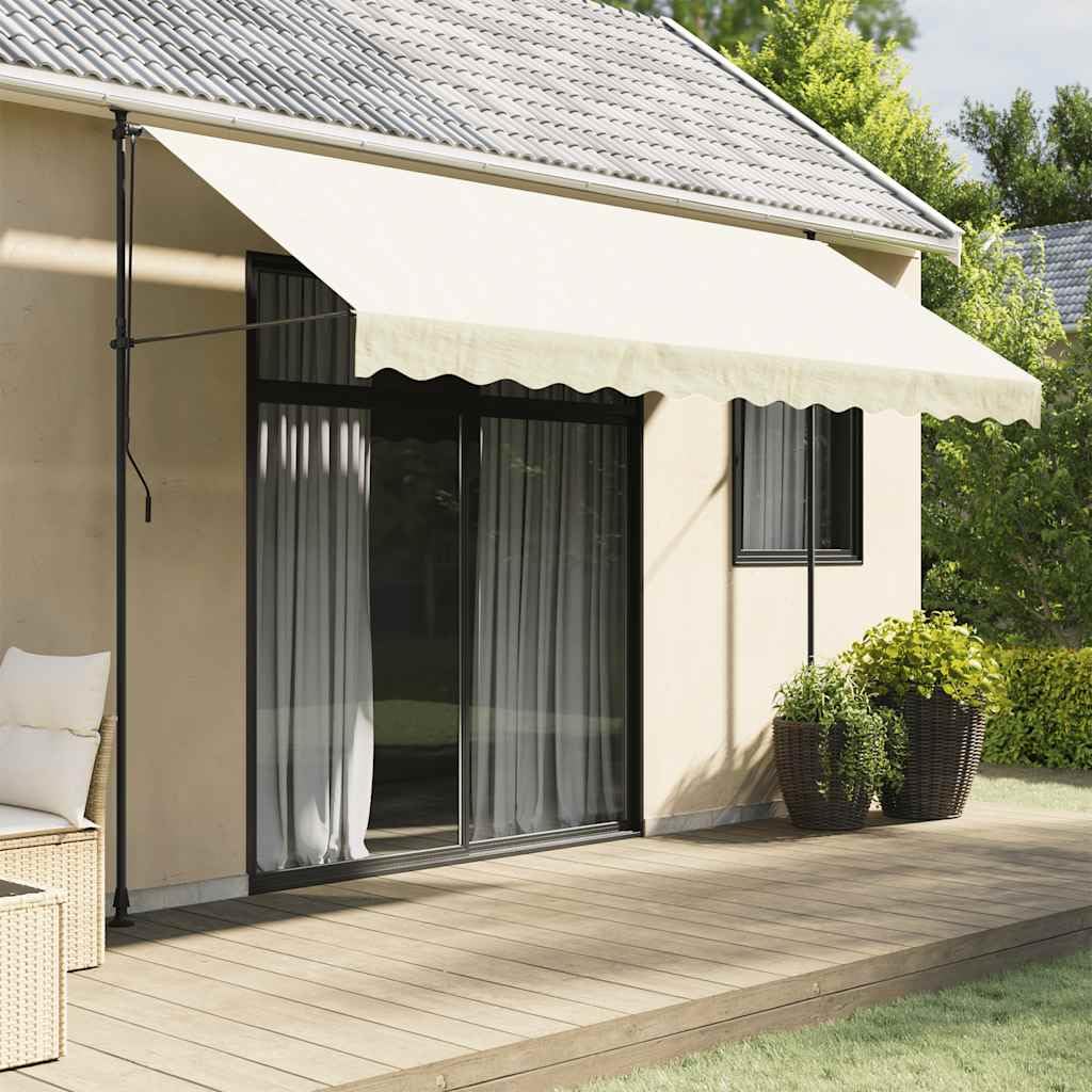 Auvent rétractable crème 350x150 cm en acier pour terrasse et balcon