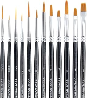 Transon 12pcs Small Detail Painting Brushes for Miniature Model Painting, Suitable for Acrylic Watercolor Gouache Oil Paint