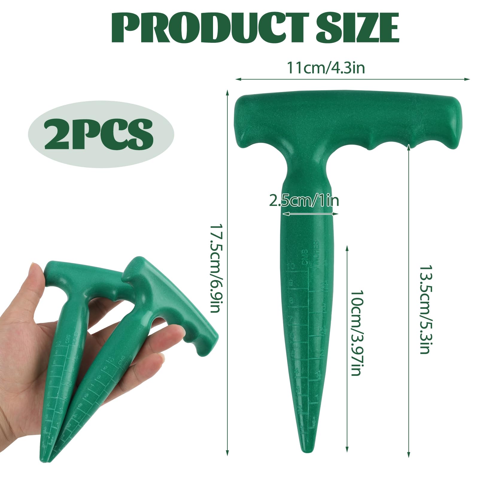 Plantoir à Bulbes avec Échelle de Profondeur Intégrée, Outil Ergonomique pour Plantation Précise de Bulbes, Légumes, Fleurs, Design Robuste pour Jardinage facile et Efficace, Vert
