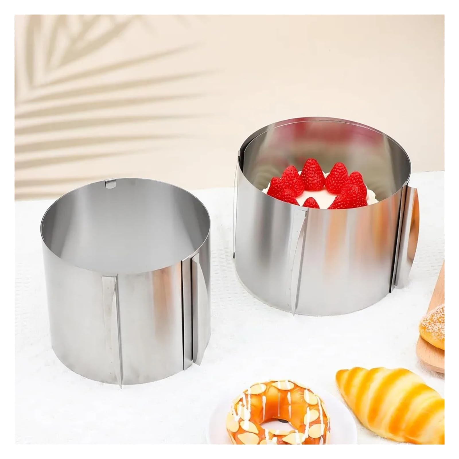 Runde Kuchenform aus Edelstahl, verstellbar von 6 bis 12 Zoll, Höhe 6–15 cm, mit präziser Skala, Form-Backring for Mousse-Backen(8cm)