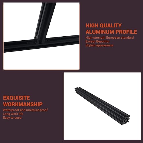 Miniatura 9 de CNCYEAH Extrusión de perfil de aluminio 2040 3,280.8 ft 2 unids ranura en V negro europeo estándar anodizado CNC perfil de aluminio 4 juegos de