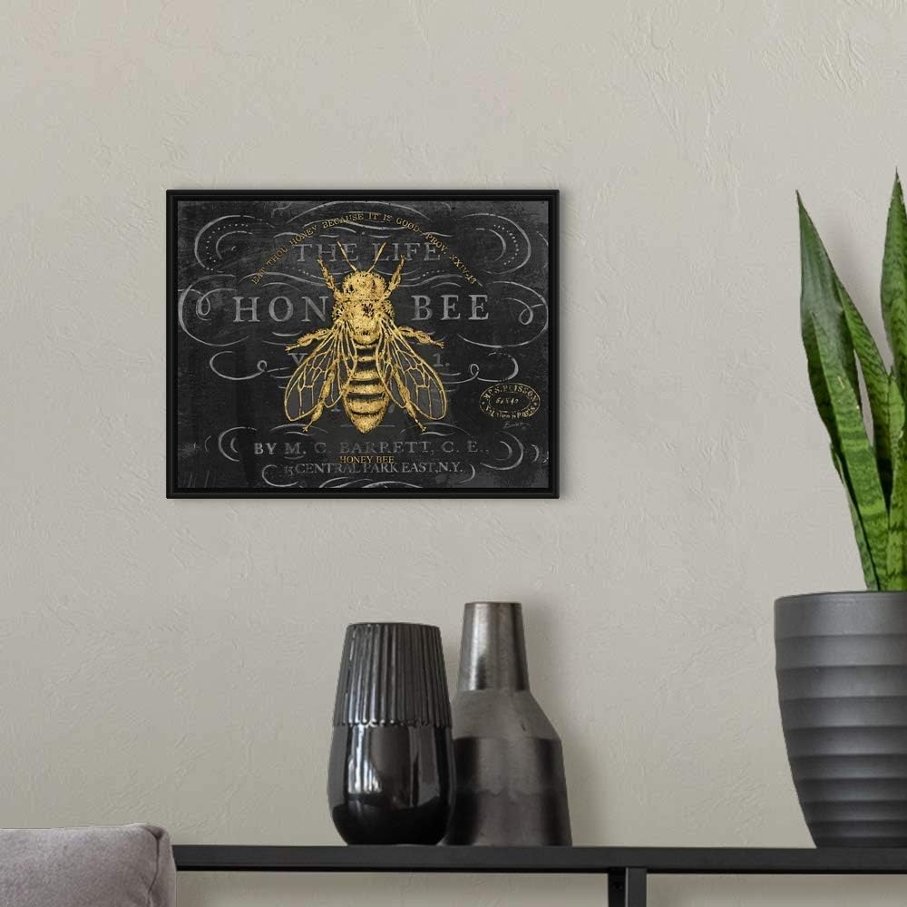 Honey Bee Black Float Frame Canvas Art, Honey Artwork