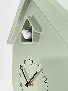 NEXTIME Modern Cuckoo Wall Clock with Night Sensor & Pendulum Twitter (White)