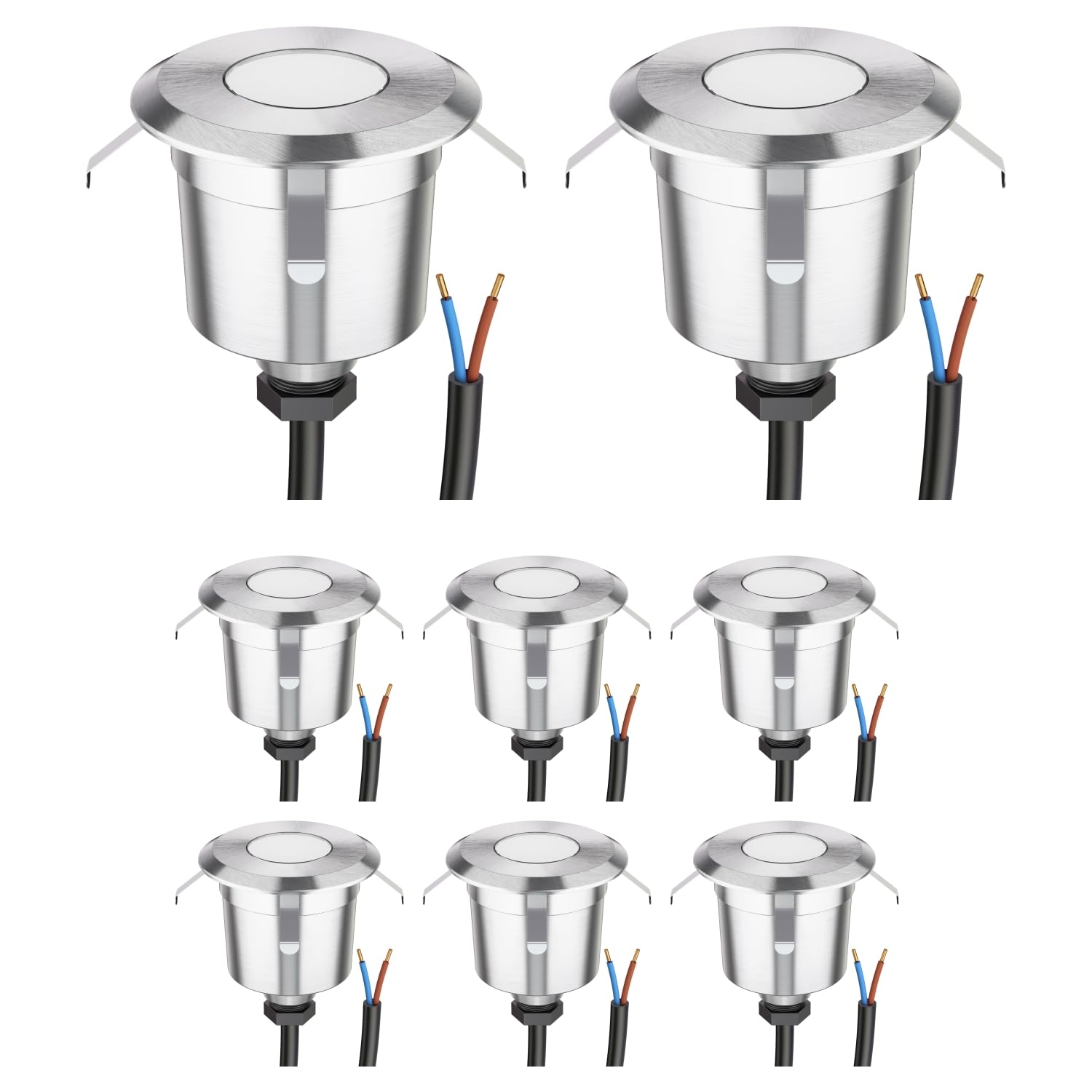 ledscom.de 8x LED Bodeneinbauleuchte AGENA für außen, IP65, edelstahl, rund, 60mm Ø, warmweiß