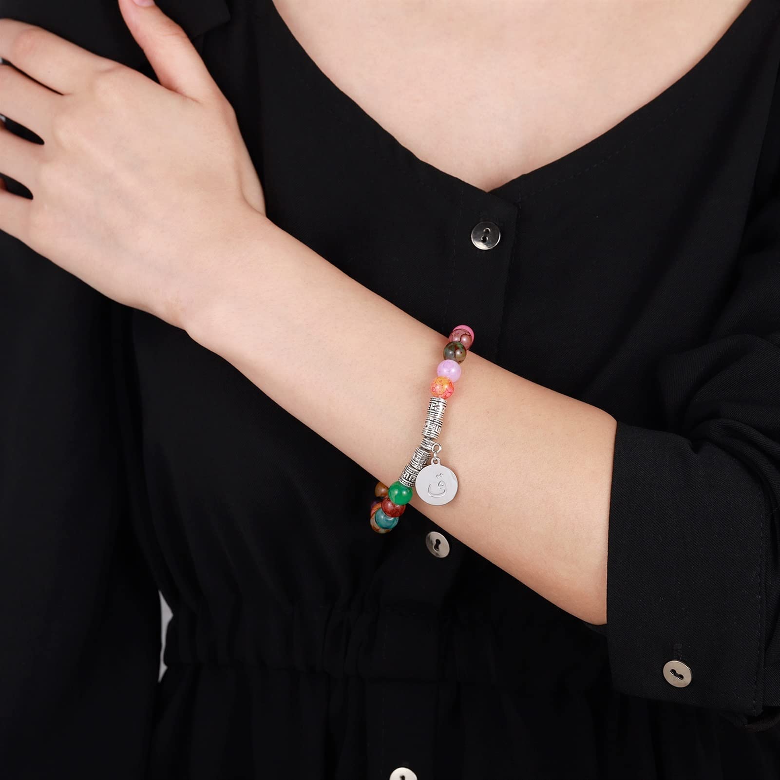 Pulsera con Letra Inicial Personalizada, Pulsera de Cuentas Naturales de Moda para Mujer, joyería Hecha a Mano para su Pulsera, joyería