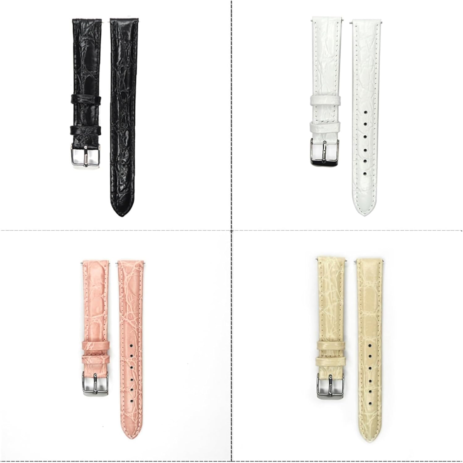 MJMT06 12mm 14mm 16mm 18mm 20mm Leather Watch Band Pink Beige Blue Watchband Genuine Strap Stainless Steel Buckle