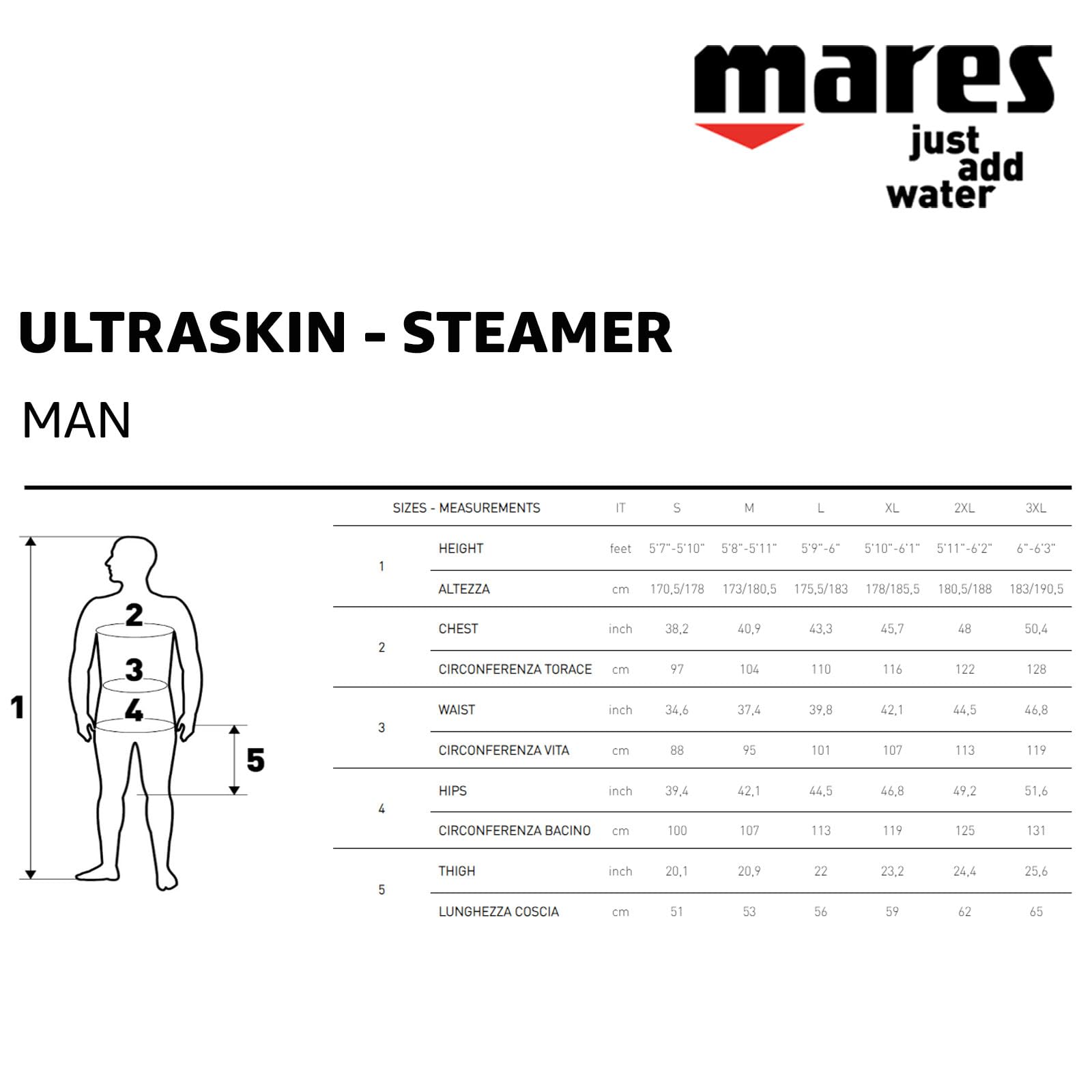 Mares Unisex Ultraskin Steamer Man Wetsuit (Pack of 1)