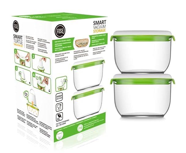 FOSA Vacuum Seal Food Storage System Reusable Medium Containers, 2 pack, 850ml size (Vacuum Pump not Included) - 28oz × 2